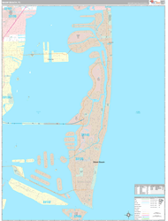 Miami Beach Wall Map Premium Style 2024